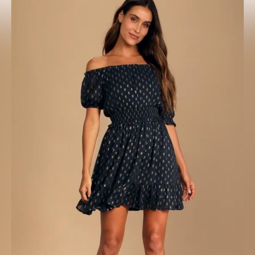 Navy and Gold Lulus Dress - Size XL